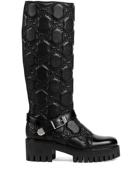 gucci black tweed boots|gucci lug sole boots.